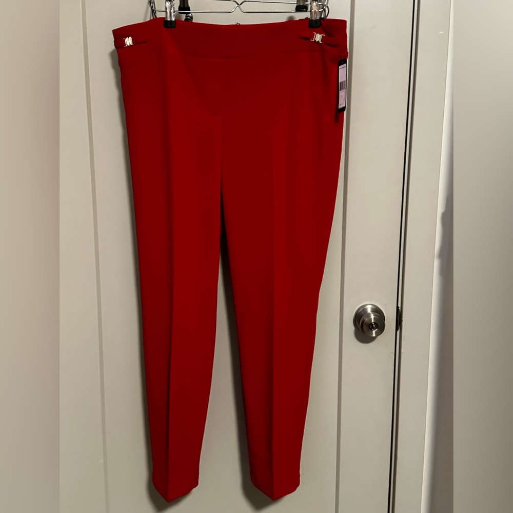 Soho Apparel Vibrant Red Ankle Pants